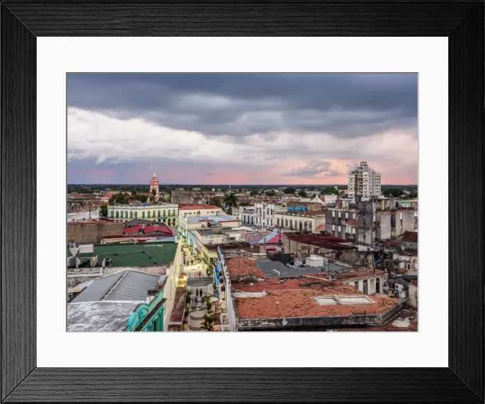 Framed Print : Pedestrian Calle Maceo and Old Town at sunset, elevated view, Camaguey, Camaguey Province Framed Print : Pedestrian Calle Maceo and Old Town at sunset, elevated view, Camaguey, Camaguey Province