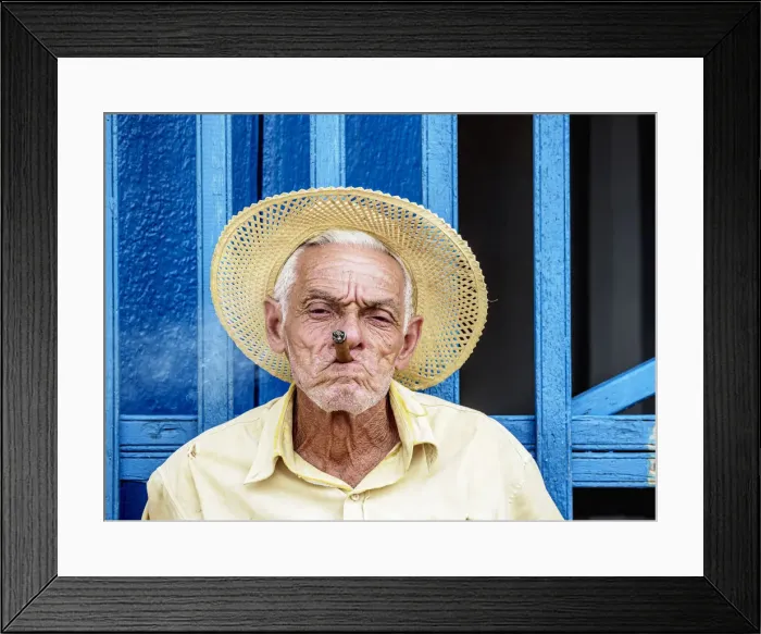 Framed Print : Man smoking cigar, Trinidad, Sancti Spiritus Province, Cuba Framed Print : Man smoking cigar, Trinidad, Sancti Spiritus Province, Cuba