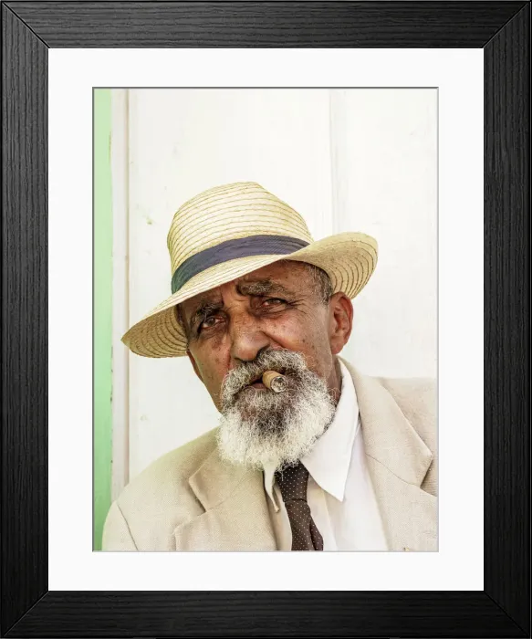 Framed Print : Man smoking cigar, Trinidad, Sancti Spiritus Province, Cuba Framed Print : Man smoking cigar, Trinidad, Sancti Spiritus Province, Cuba