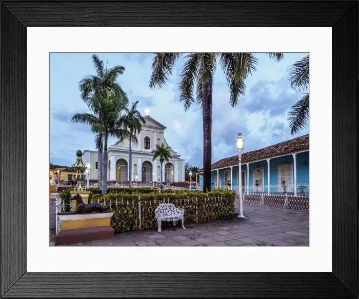 Framed Print : Santisima Trinidad Cathedral and Plaza Mayor at dusk, Trinidad, Sancti Spiritus Province