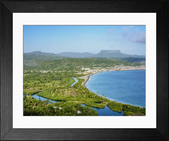 Framed Print : View over Bahia de Miel towards city and El Yunque Mountain, Baracoa, Guantanamo Province Framed Print : View over Bahia de Miel towards city and El Yunque Mountain, Baracoa, Guantanamo Province