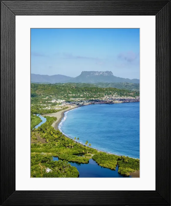 Framed Print : View over Bahia de Miel towards city and El Yunque Mountain, Baracoa, Guantanamo Province Framed Print : View over Bahia de Miel towards city and El Yunque Mountain, Baracoa, Guantanamo Province