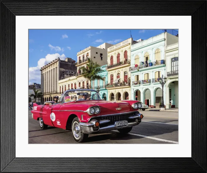 Framed Print : Vintage car at Paseo del Prado or Paseo de Marti, Havana, La Habana Province, Cuba