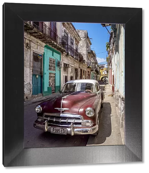 Vintage car at the street of La Habana Vieja, Havana, La Habana Province, Cuba