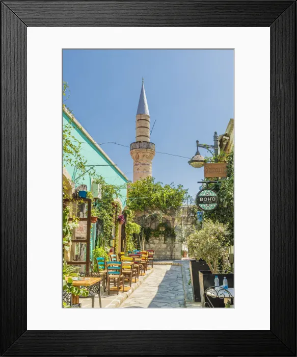 Framed Print : Outdoor cafes in Limassol, Cyprus