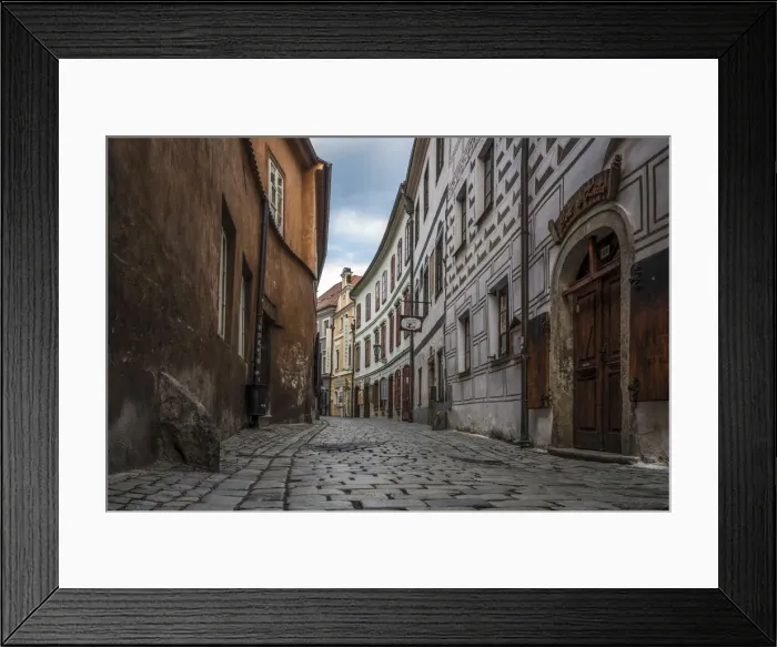 Framed Print : Empty street amidst buildings in Historic Center of Cesky Krumlov early in the morning, UNESCO, Cesky Krumlov, South Bohemian Region, Czech Republic Framed Print : Empty street amidst buildings in Historic Center of Cesky Krumlov early in the morning, UNESCO, Cesky Krumlov, South Bohemian Region, Czech Republic