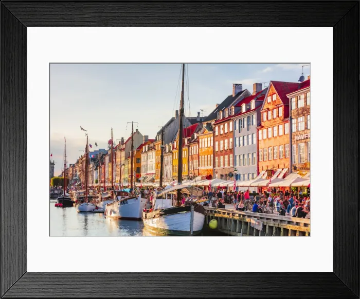 Framed Print : Nyhavn canal in Copenhagen at sunset, Denmark Framed Print : Nyhavn canal in Copenhagen at sunset, Denmark