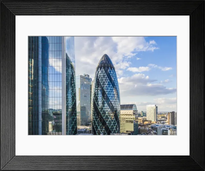 Framed Print : The Gherkin also known as the Swiss Re building, London, England, UK Framed Print : The Gherkin also known as the Swiss Re building, London, England, UK