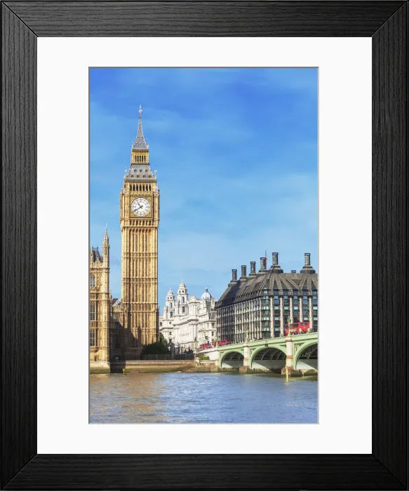 Framed Print : Westminster Bridge and Big Ben, London, England, UK