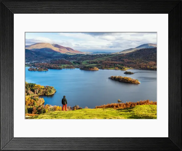 Framed Print : Views towards Derwentwater and Keswick from Catbells, Cumbria, England Framed Print : Views towards Derwentwater and Keswick from Catbells, Cumbria, England