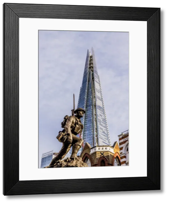 Framed Print : St Saviours War Memorial, statue and The Shard, London, England Framed Print : St Saviours War Memorial, statue and The Shard, London, England