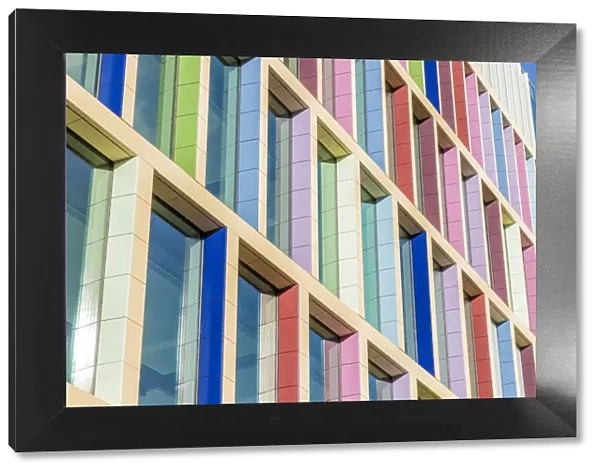 Colourful windows on the Kaleidoscope building, London, England