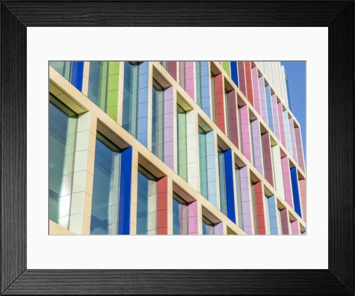 Framed Print : Colourful windows on the Kaleidoscope building, London, England