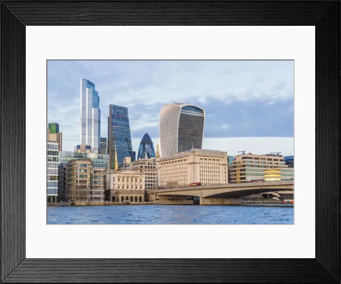 Framed Print : City of London skyline across the River Thames, London, England Framed Print : City of London skyline across the River Thames, London, England