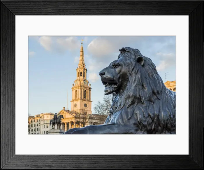 Framed Print : St Martin in the Fields church and Lion statues in Trafalgar Square, London, England Framed Print : St Martin in the Fields church and Lion statues in Trafalgar Square, London, England