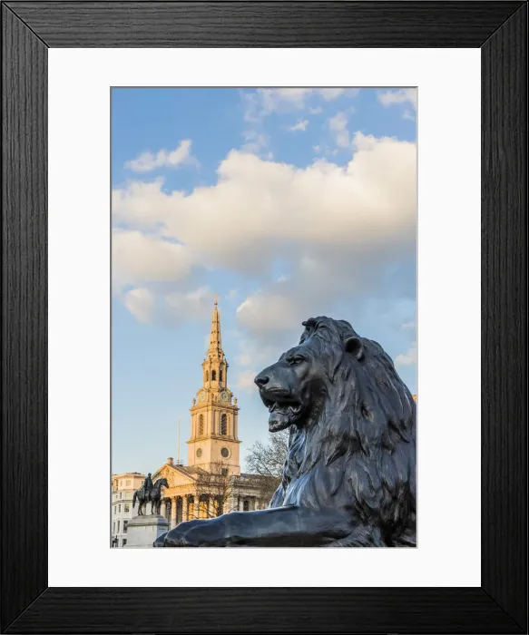 Framed Print : St Martin in the Fields church and Lion statues in Trafalgar Square, London, England Framed Print : St Martin in the Fields church and Lion statues in Trafalgar Square, London, England