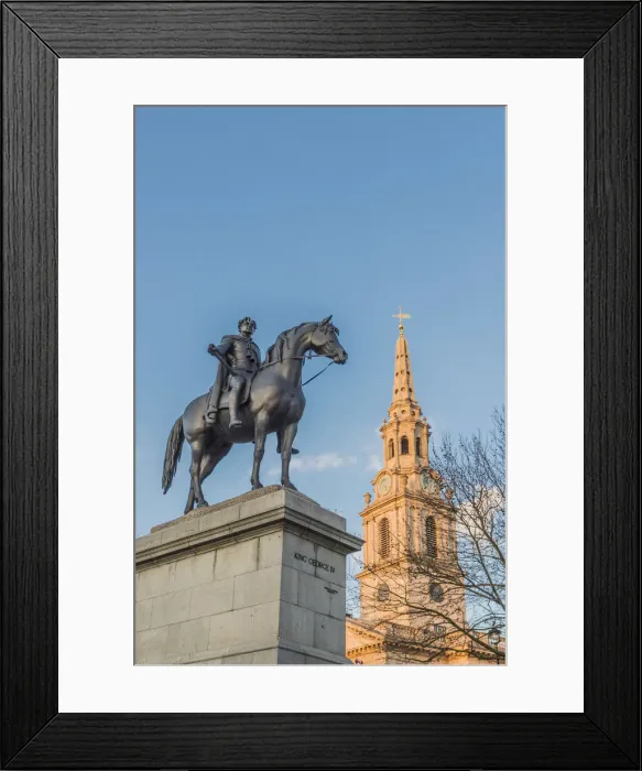 Framed Print : King George IV statue and St Martin in the Fields church in Trafalgar Square, London