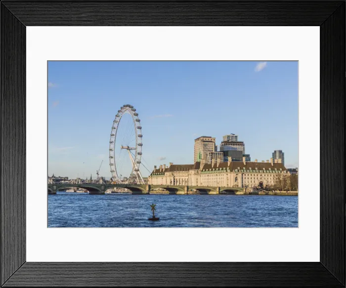 Framed Print : The London Eye or the Millennium Wheel and County Hall London, England
