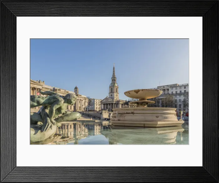 Framed Print : Fountain and St Martins in the Field church, Trafalgar Square, London, England Framed Print : Fountain and St Martins in the Field church, Trafalgar Square, London, England