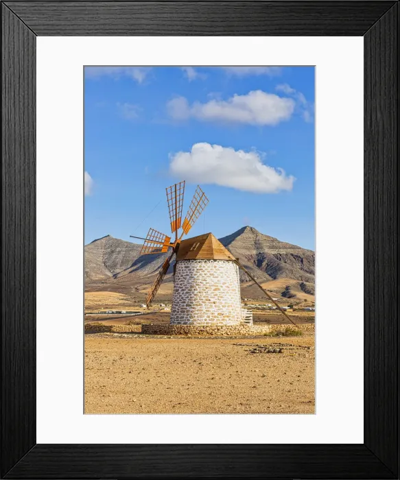 Framed Print : Spain, Canary Islands, Fuerteventura, Molino de Tefia, traditional windmill in Tefia