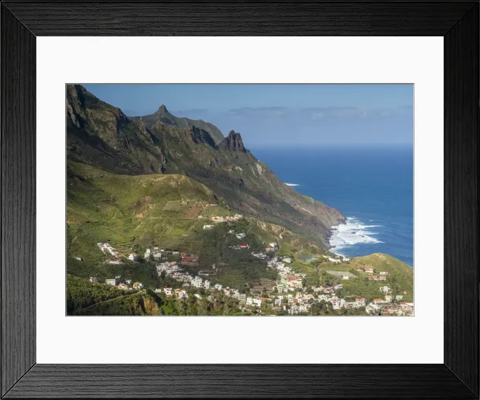 Framed Print : Spain, Canary Islands, Tenerife Island, Taganana, elevated view of northwestern coast Framed Print : Spain, Canary Islands, Tenerife Island, Taganana, elevated view of northwestern coast