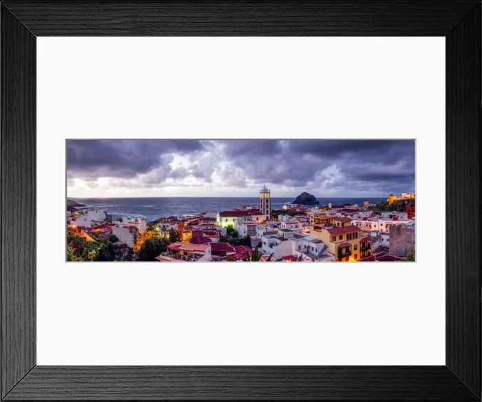 Framed Print : Spain, Canary Islands, Tenerife Island, Garachico, elevated town view with the Iglesia de