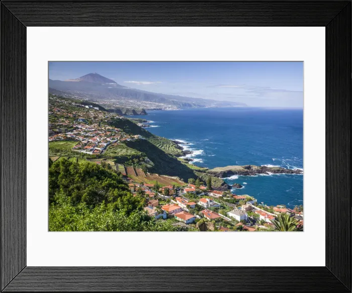 Framed Print : Spain, Canary Islands, Tenerife Island, El Sauzal, elevated view of the west coast