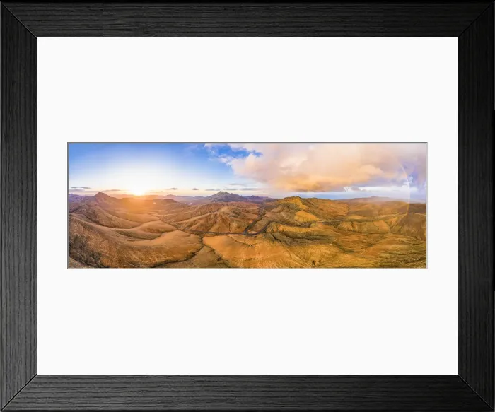 Framed Print : Spain, Canary Islands, Fuerteventura, mountain road crossing the volcanic landscape near Framed Print : Spain, Canary Islands, Fuerteventura, mountain road crossing the volcanic landscape near