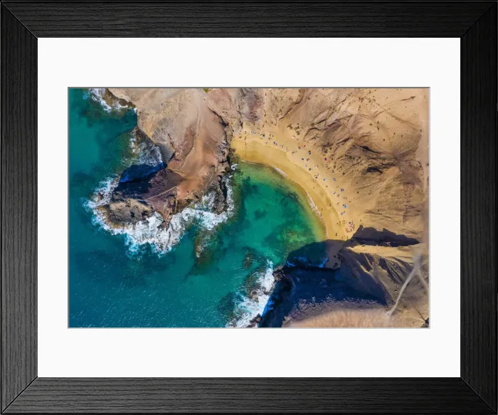 Framed Print : Spain, Canary Islands, Lanzarote, Playa del Papagayo near Playa Blanca