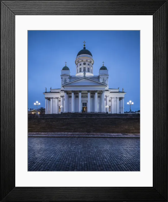 Framed Print : Exterior of Helsinki Cathedral at Night, Senate Square, Helsinki, Finland Framed Print : Exterior of Helsinki Cathedral at Night, Senate Square, Helsinki, Finland