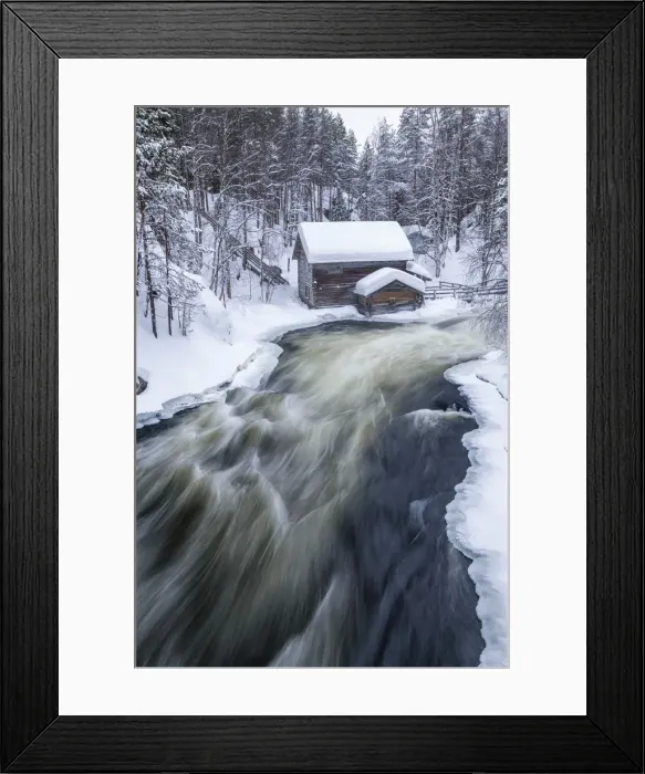 Framed Print : Myllykoski Mill in Winter, Oulanka National Park, Kuusamo, Finland Framed Print : Myllykoski Mill in Winter, Oulanka National Park, Kuusamo, Finland