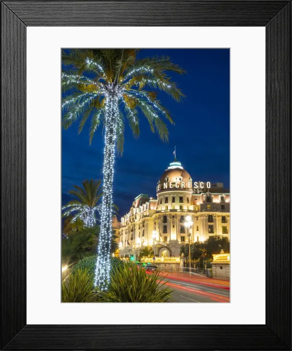 Framed Print : The Hotel Negresco at Dusk, Promenade des Anglais, Baie des Anges, Nice, South of France