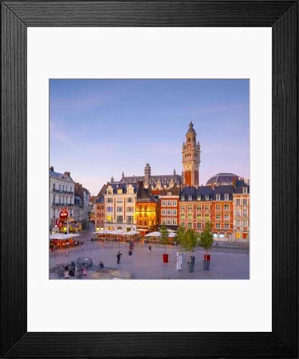 Framed Print : The Grand Place and Lille Chamber of Commerce Belfry at Dusk, Lille, France Framed Print : The Grand Place and Lille Chamber of Commerce Belfry at Dusk, Lille, France