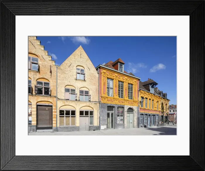 Framed Print : Old Buildings in Lion d Or Square, Lille, France Framed Print : Old Buildings in Lion d Or Square, Lille, France