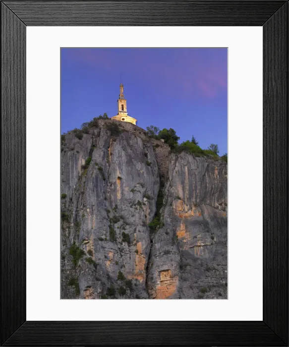 Framed Print : France, Provence, Alpes Cote d Azur, Castellane, Notra dame du Roc at dusk Framed Print : France, Provence, Alpes Cote d Azur, Castellane, Notra dame du Roc at dusk