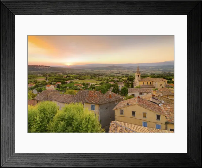 Framed Print : France, Provence, Vaucluse, Bonnieux, Hilltop village at sunset