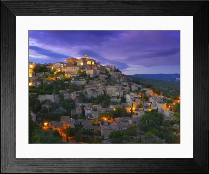 Framed Print : France, Vaucluse, Provence, Gordes, illuminated at night Framed Print : France, Vaucluse, Provence, Gordes, illuminated at night