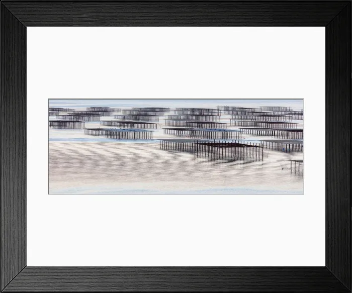Framed Print : France, Occitanie, Herault, Bouzigues, oysters tables on the lagoon of Thau Framed Print : France, Occitanie, Herault, Bouzigues, oysters tables on the lagoon of Thau