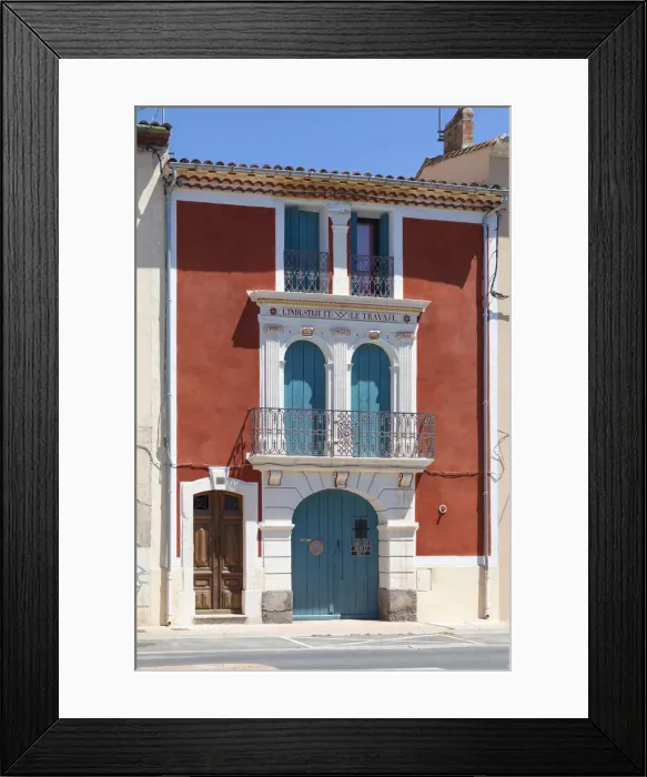Framed Print : Europe, France, Occitanie, Herault, Marseillan, colourful facade of a building in