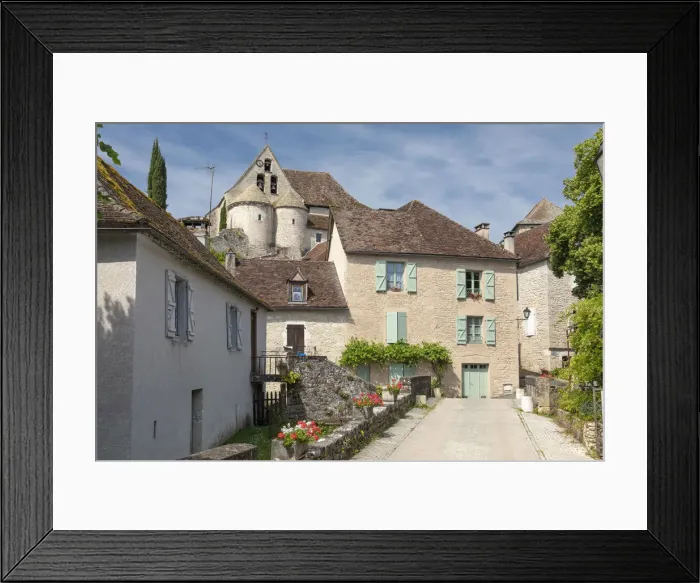 Framed Print : France, Midi-Pyrenees, Lot, Creyysse, the church and old buildings in the village of Framed Print : France, Midi-Pyrenees, Lot, Creyysse, the church and old buildings in the village of