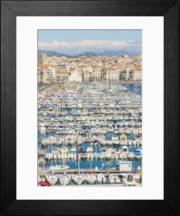 Framed Print : Elevated view over Vieux Port, Marseille, France