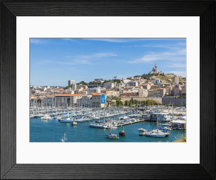 Framed Print : Elevated view over Vieux Port, Marseille, France