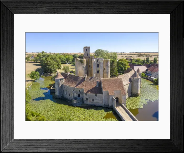 Framed Print : France, Centre-Val de la Loire, Cher, Sagonne, aerial view of Chateau de Sagonne