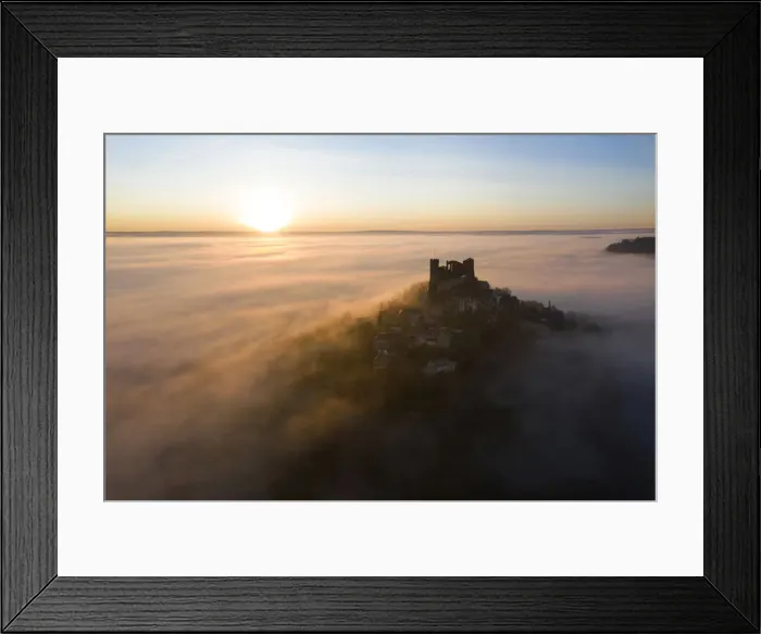 Framed Print : An aerial view of the hilltop village of Turenne at sunrise, Correze, Limousin Framed Print : An aerial view of the hilltop village of Turenne at sunrise, Correze, Limousin