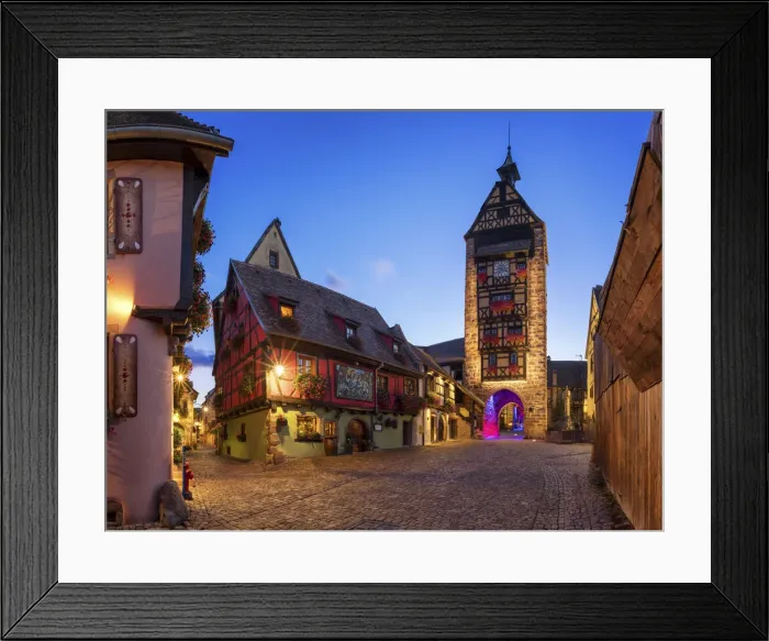 Framed Print : Riquewihr at Night, Alsace, France Framed Print : Riquewihr at Night, Alsace, France
