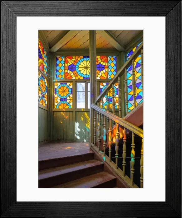 Framed Print : Colorful windows in the starwell of a historic Georgian home, Tbilisi (Tiflis), Georgia Framed Print : Colorful windows in the starwell of a historic Georgian home, Tbilisi (Tiflis), Georgia