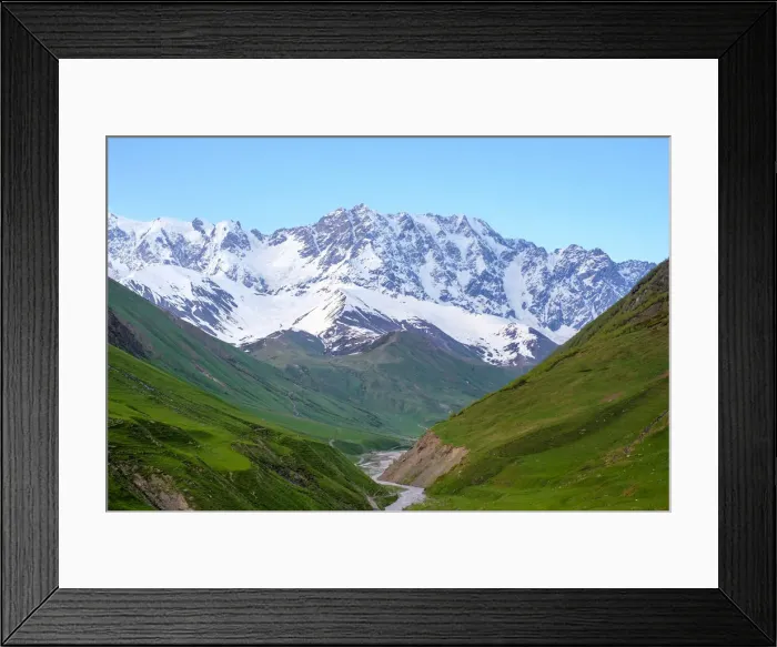 Framed Print : Shkhara peak, the highest point in Georgia, Ushguli, Samegrelo-Zemo Svaneti region Framed Print : Shkhara peak, the highest point in Georgia, Ushguli, Samegrelo-Zemo Svaneti region