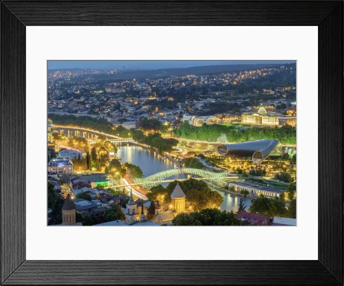 Framed Print : Central Tbilisi, buildings along the Kura (Mtkvari) river at night, Tbilisi (Tiflis) Framed Print : Central Tbilisi, buildings along the Kura (Mtkvari) river at night, Tbilisi (Tiflis)