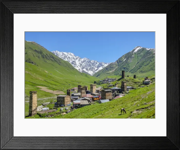 Framed Print : Chazhashi village, Ushguli, Samegrelo-Zemo Svaneti region, Georgia