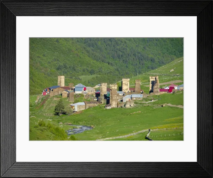 Framed Print : Murkmeli village, Ushguli, Samegrelo-Zemo Svaneti region, Georgia